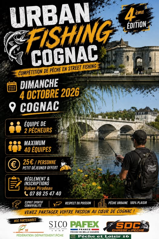 🎣 URBAN FISHING COGNAC – 4ᵉ ÉDITION ! 🎣 L'Aappma de Cognac vous donne rendez-vous…